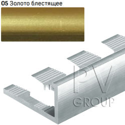 L-образный алюминиевый гибкий профиль PV06-05 золото блестящее, 12x2700 мм