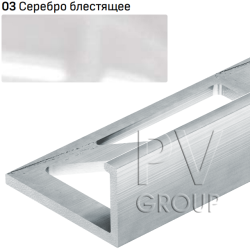 L-образный алюминиевый профиль PV03-02 серебро матовое, 12х2700 мм