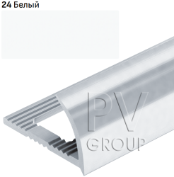 Внешний алюминиевый профиль для плитки PV16-24 белый, 8x2500 мм